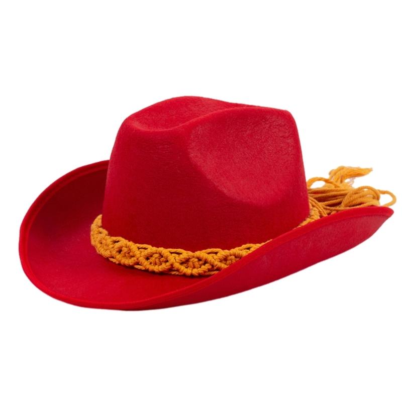 Lightweight Cowboy Hats Ethnic Style Women Wear Resistant Cowboy Hats with Weaving Hat Rope Adult Outdoor Sunproof Hat