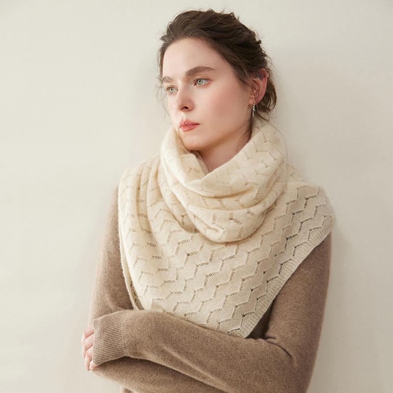 Women s 100% Pure Cashmere Hollow Knit Scarf - Versatile Solid Color Neck Warmer for Autumn & Winter