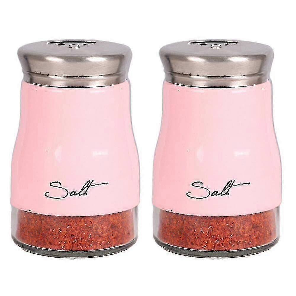 Salt And Pepper Shakers Set, Glass Farmhouse Kitchen Decor, Stainless Steel Lid