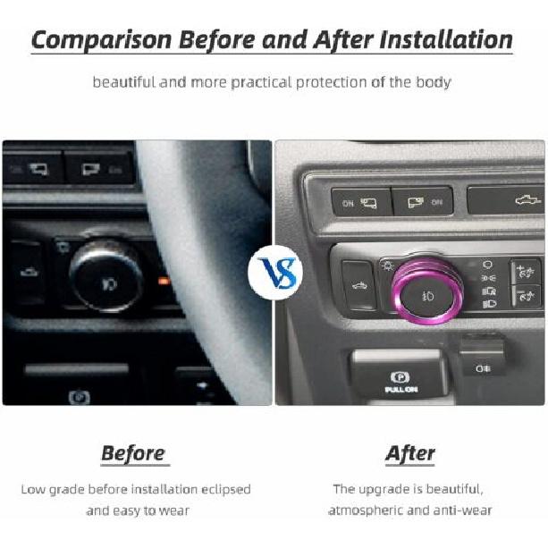 Air Conditioner Headlight Radio Switch Knob Trim Cover For Ford F150 +Purple
