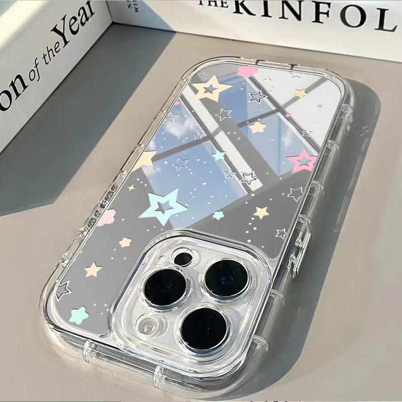 Vielfältige Kleine Sterne Muster Handyhülle Für iPhone 11 12 13 14 15 16 17 Pro Max 7 8 Plus XR XS 16E 17E Neue Spiegel Design Abdeckung