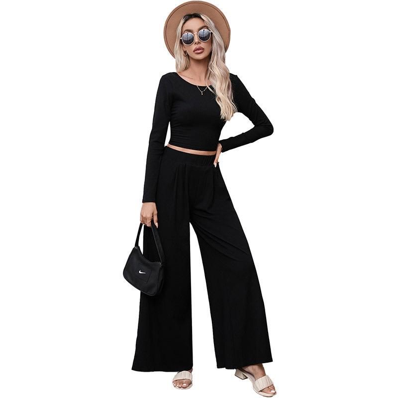 

YYFS Женская Мода Повседневный Весна Осень Однотонный Принт Длинный Рукав Круглый Вырез Блузки и Рубашки Брюки Костюмы XL