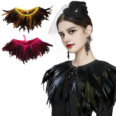 Chal de Plumas Color Brillante Fiestas de Halloween Capa Usar como Falda o Chal Chal Estilo Gótico con Cinta de Cordones Accesorio de Disfraz