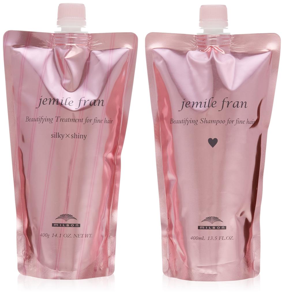 Milbon Jemilefran Shampoo Heart H 400ml Treatment Silky Shiny 400g Refill Set +