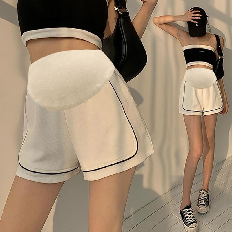 Summer 2026 Ice Silk Cotton Maternity Shorts with Side Stripes - Versatile, Wide-Leg Design Large