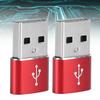 2PCS Aluminium Alloy TypeC to USB Adapter for Charging Synchronization Data Transmission(Red )