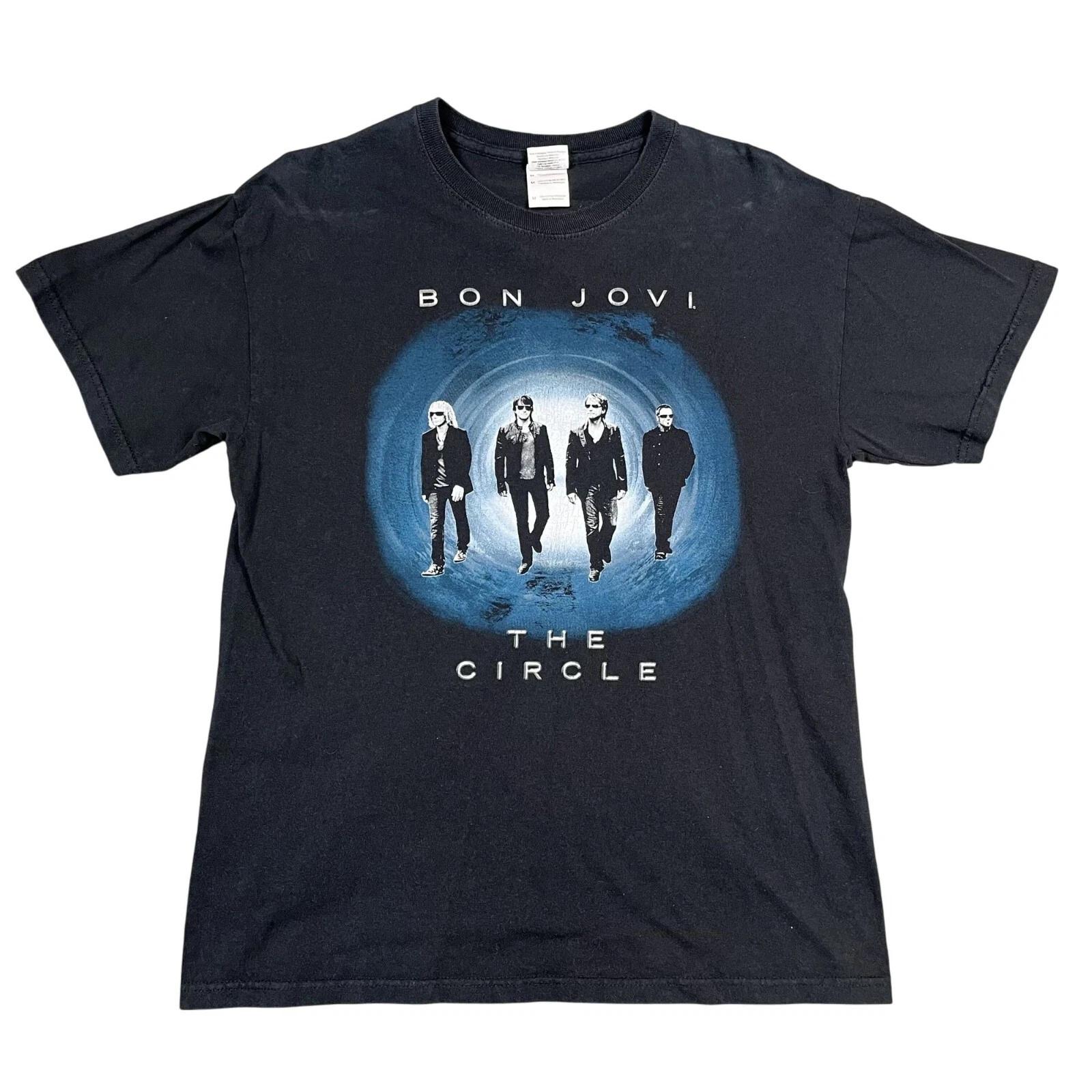 Bon Jovi Черная футболка с принтом The Circle 2010 Tour Размер Medium 2XL