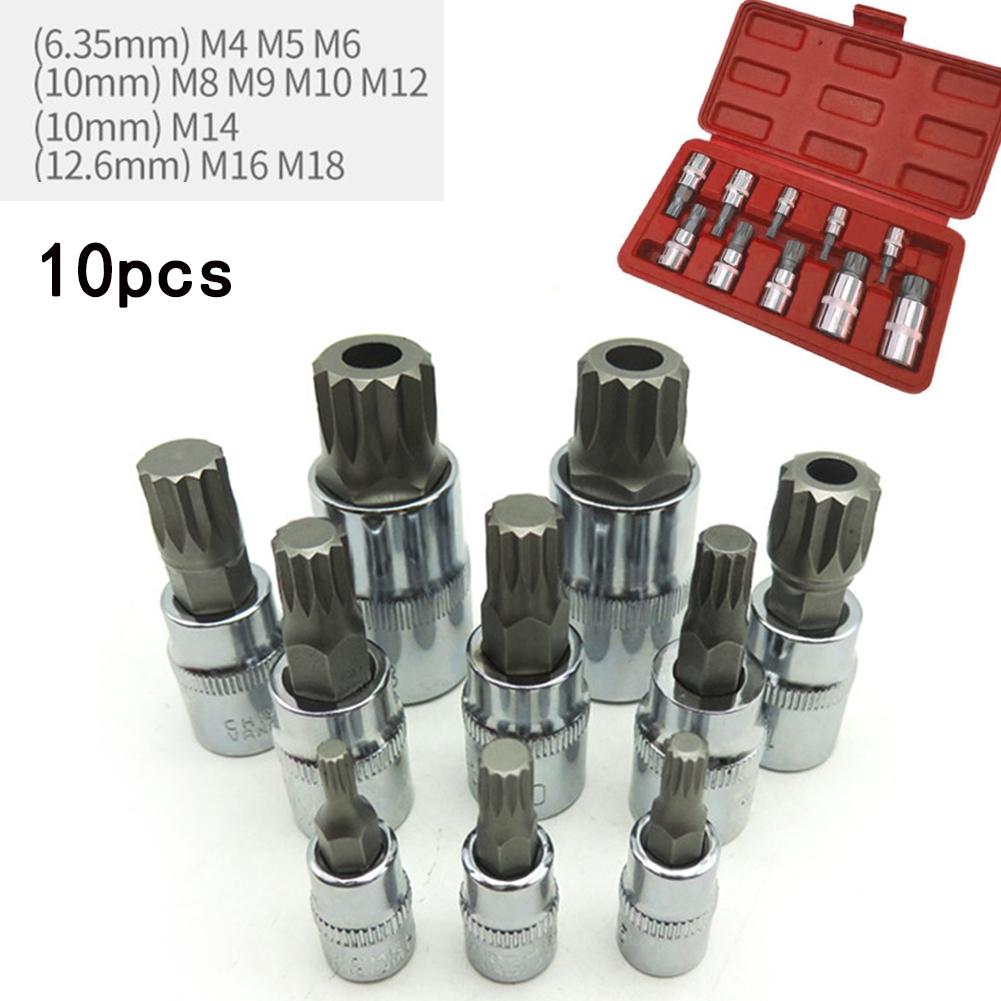 12 Point Triple Square Tamper Proof Socket Bit Set 10pcs for Daily Maintenance and Scheduled Vehicle Servicing