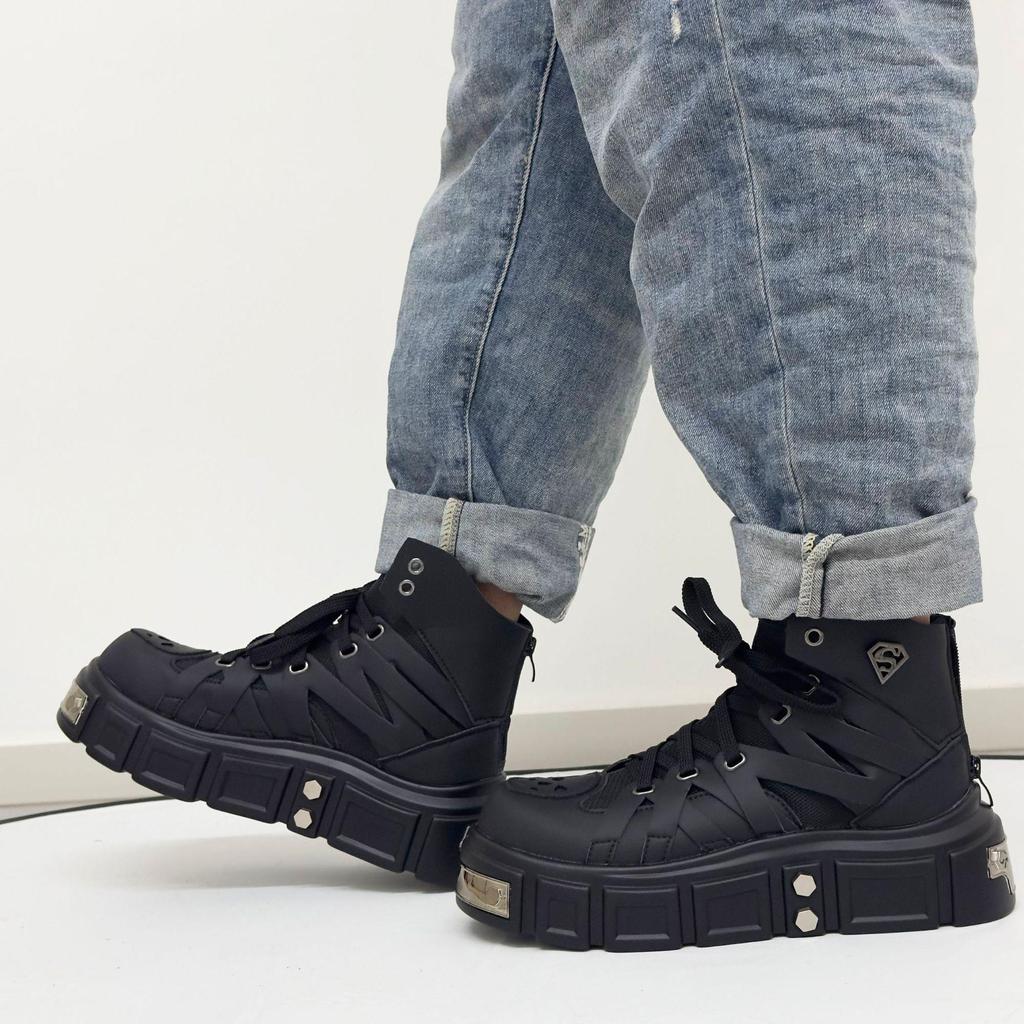 HEYANG Men's Fashion Height-Boosting Punk Boots - Thick-Soled Casual Design