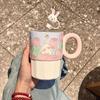 Keramik-Trinkbecher mit Deckel, hochwertiger Hasenbecher, Haushalts-Trinkbecher, Geburtstagsgeschenk für Mädchen