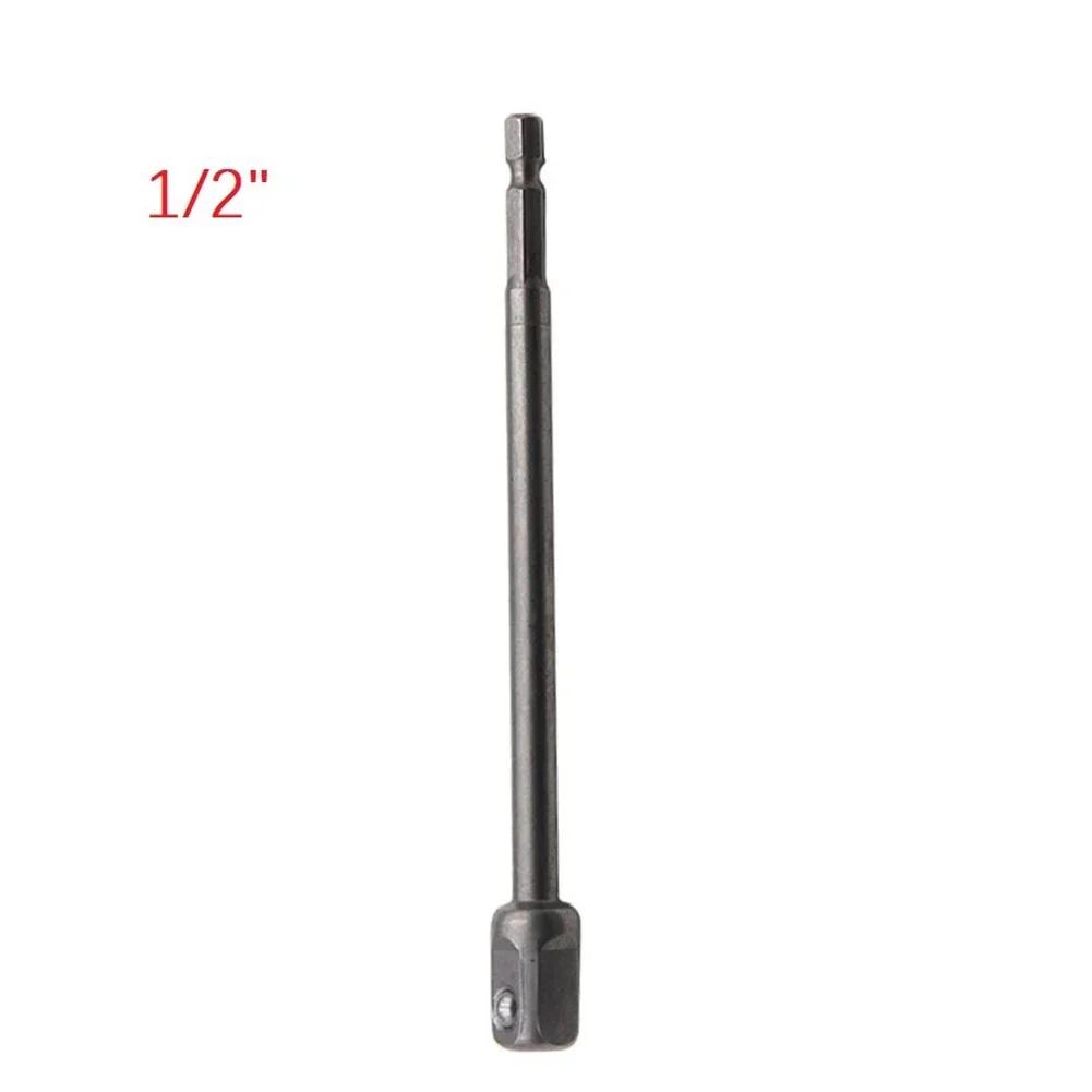 1 Pc Impact Socket Adapter 200/150mm Hex Shank To 1/4 3/8 1/2inch Head Extension Drill Bit Bar For Power Drill Tool Accessories