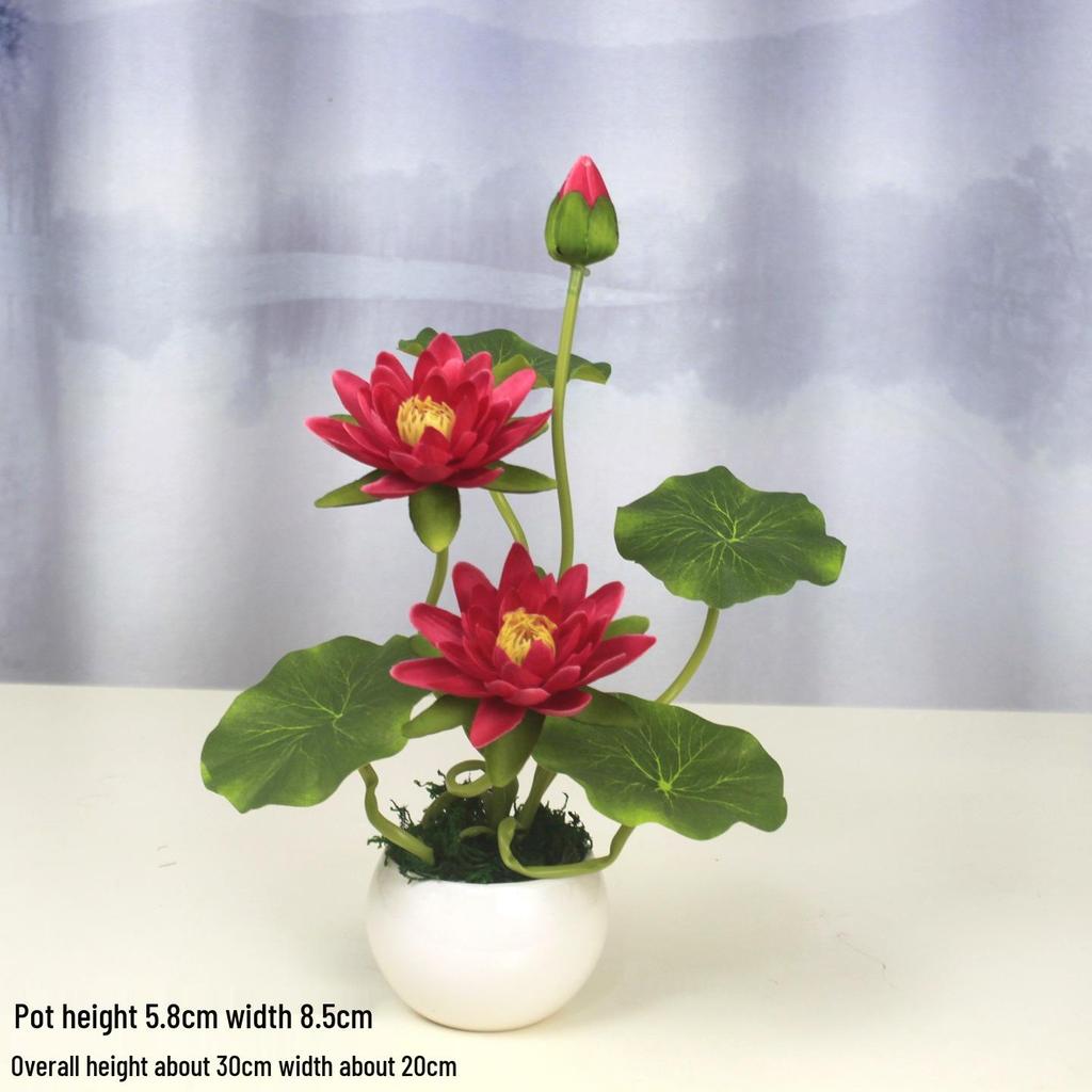Artificial Lotus Flowers for Buddha Altar, Decorative Silk Bonsai, and Small Guanyin Ornaments