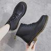 Classic Retro British Style 1460 Martin Boots - Flat Six-Hole Genuine Leather Motorcycle Short Boots with Thick Soles.