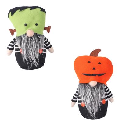 Einzigartiges gesichtsloses älteres Plüschtier Zwerge Puppen mit Kürbis Hut Zwerg Tomtes Figuren Ornament für Halloween Partys Tischdekorationen