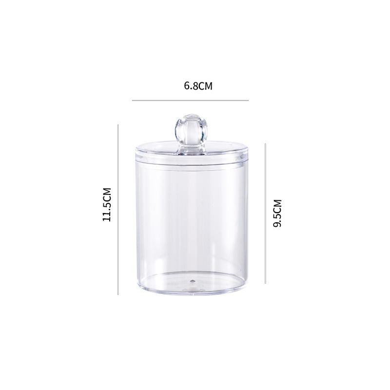 Round Acrylic Cotton Swab Box With Lid Dustproof Makeup Cotton Storage Toothpick Organizer Box