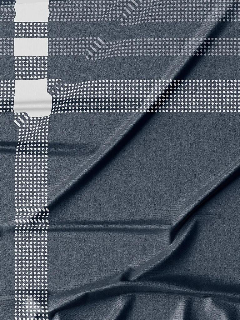 Men's Blue Checkered Geometric Printed T-shirt | Fashionable Short Sleeve