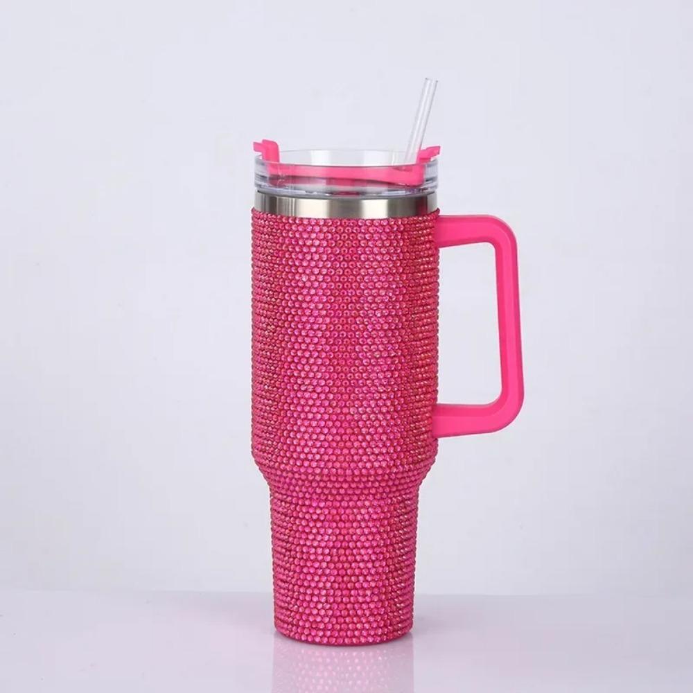 

40oz Rhinestone Tumbler Women Shiny Diamond Stainless Steel Straw Cup Travel Car Thermoses Coffee Mug Water Bottle Drinkware 40oz
