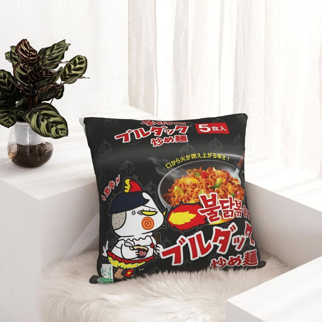 Pillow Cover Spicy Chicken Noodles Buldak Hot Chicken Flavor Ramen Cushion Cover Pillow Case For Home Decoration Pillowcases