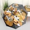 1pc Pumpkin Kittens Automatic Umbrella Design, Cute Cartoon Pattern, Portable Outdoor Umbrella, Perfect A067
