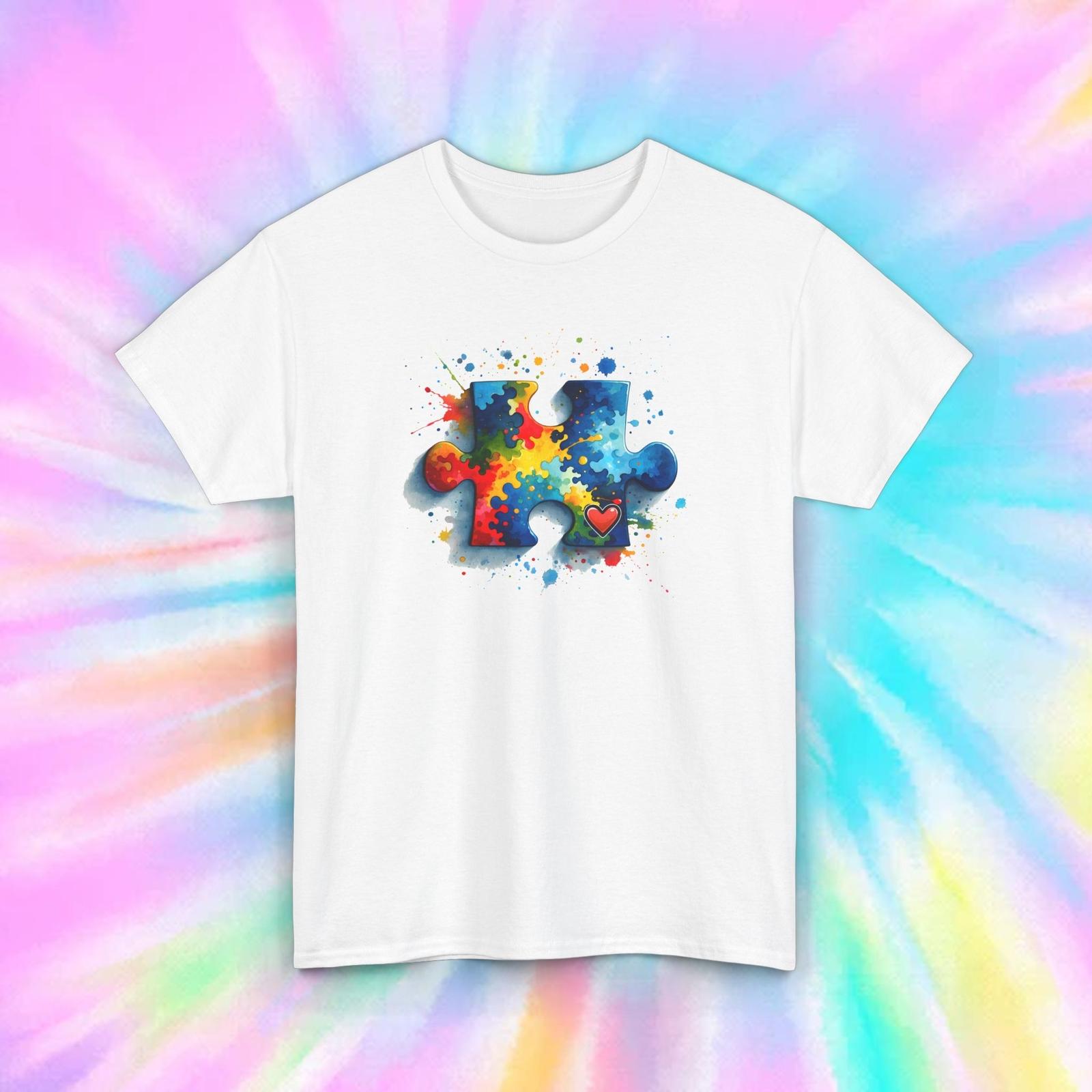 Autism Awareness Puzzle Piece Shirt | S-5XL | Colorful Vibrant Support Tee XXL