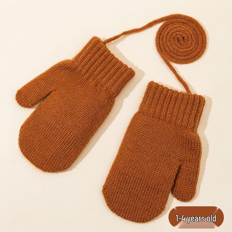 

Красочные зимние детские бархатно-трикотажные перчатки с шейным ремешком Choose by age option