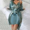 Printed Pajamas Women's Loungewear Set Household Long Lace-up Nightgown Bathrobe Comfortable Sleep Nightgown Wholesale