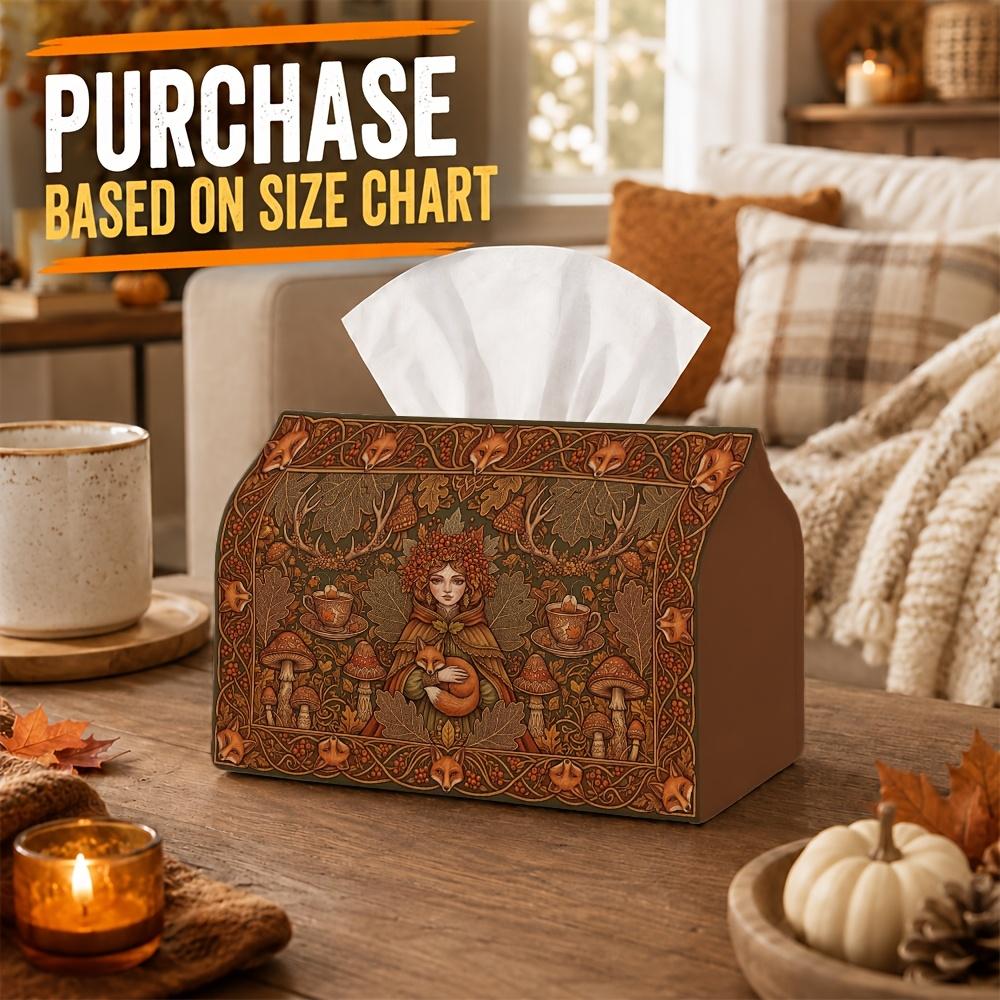 1pc Medieval Tapestry Myth Tissue Box | Multi-functional Fall Napkin Dispenser, Two Sizes Available Suitable for Home, Thanksgiving Parties,Female Fig
