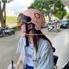 Women's Cute Cartoon Cat Electric Scooter Helmet - Winter All-Season Motorcycle Safety Half Helmet