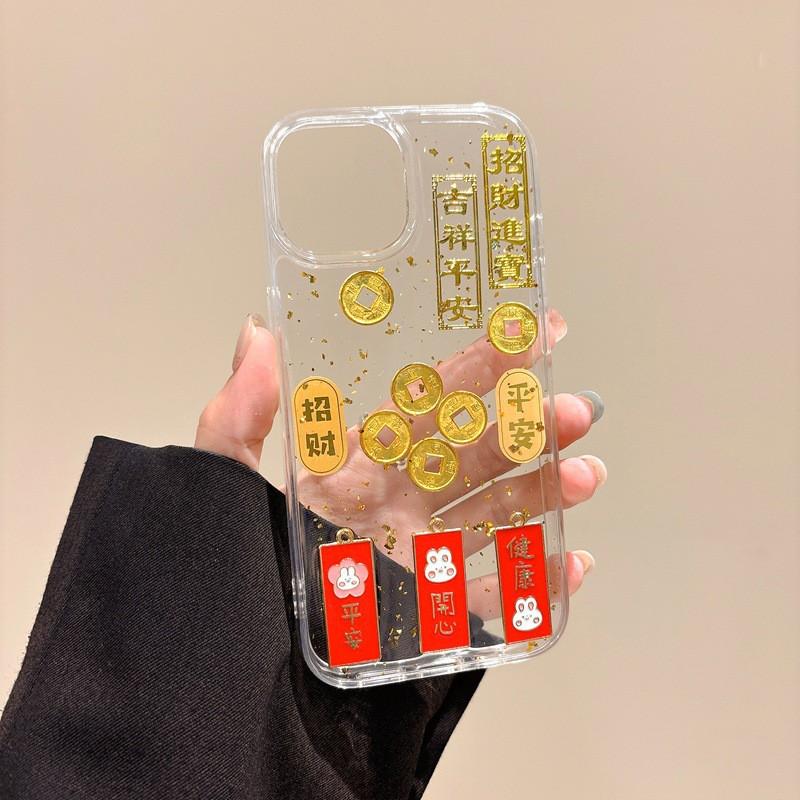 Glitter Gold Foil Phone Case IPhone 16 15 14 Pro Max Plus Drop Protection Silicone Full Cover Cute Kawaii Style iPhone 16