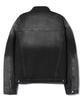 Trillion Fade Wash Biker Denim Jacket (Black)