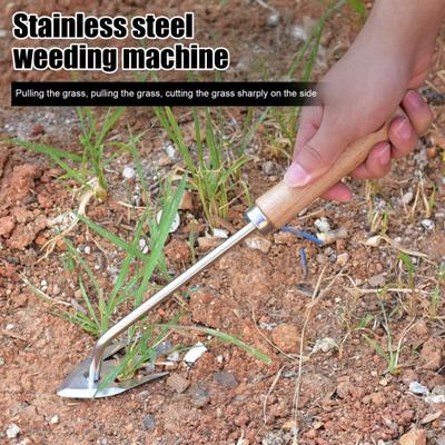 Giardinaggio Estrattore di Erbacce a 3 Denti Manico Lungo Robusto Giardino Esterno Prato Fattoria Cortile Rimuovi Erbacce Strumenti Manuali per Estirpare Erbacce