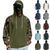 Unisex Solid Color Hooded Sweatshirt With Face Mask And Plush Raglan Sleeves