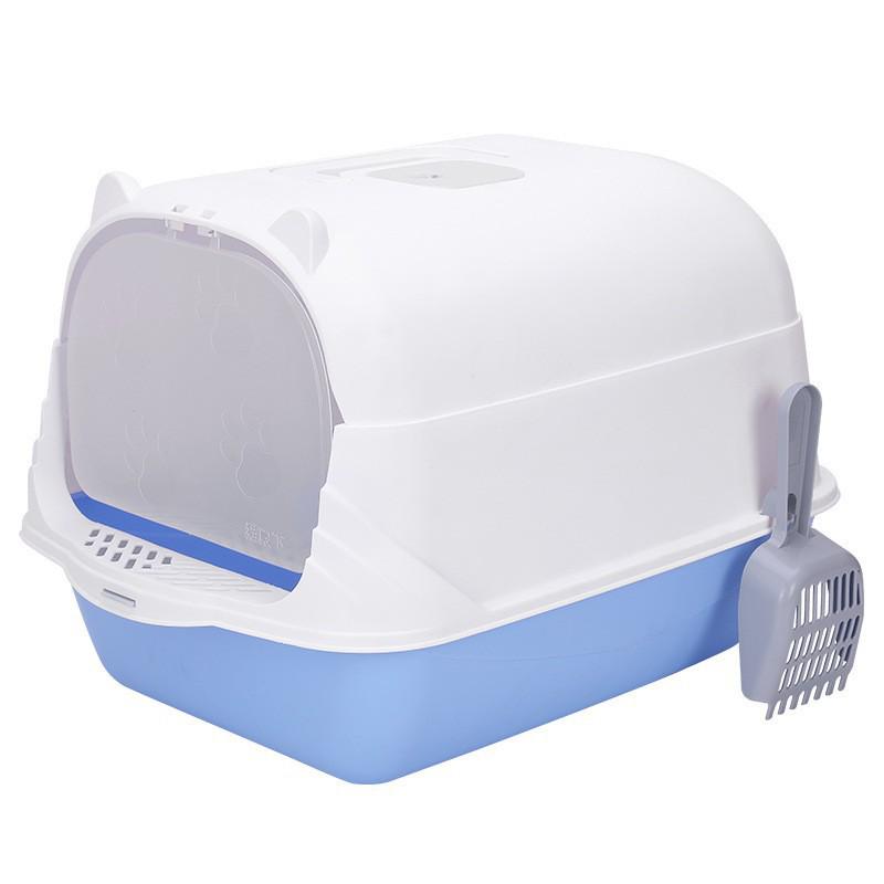 Extra Large Splash-Proof Enclosed Cat Litter Box with Sand and Feces Tray & Free Shipping