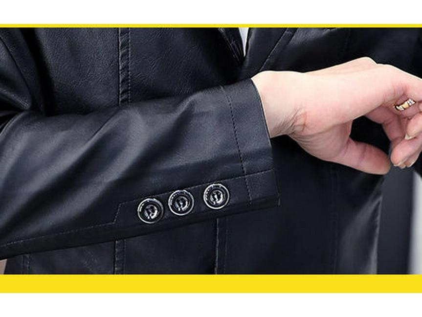 Ανδρικό Στενή Γραμμή Business Casual Δερμάτινο Μπουφάν PU - Μαύρο, Έκδοση Άνοιξη/Φθινόπωρο