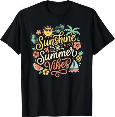 Sunshine and Summer Vibes Cute Tropical Beach Vacation T-Shirt