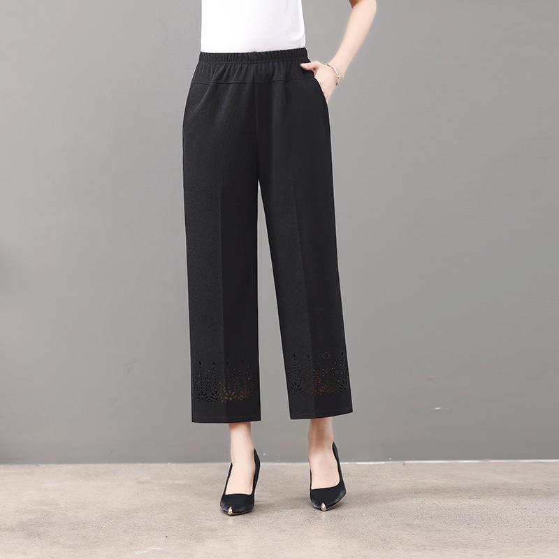 

Middle-aged Mother Pants Summer Thin Section Middle-aged and Elderly Women s Pants Loose Straight-leg Pants Casual Nine-point Pants, Grandma Trousers XL