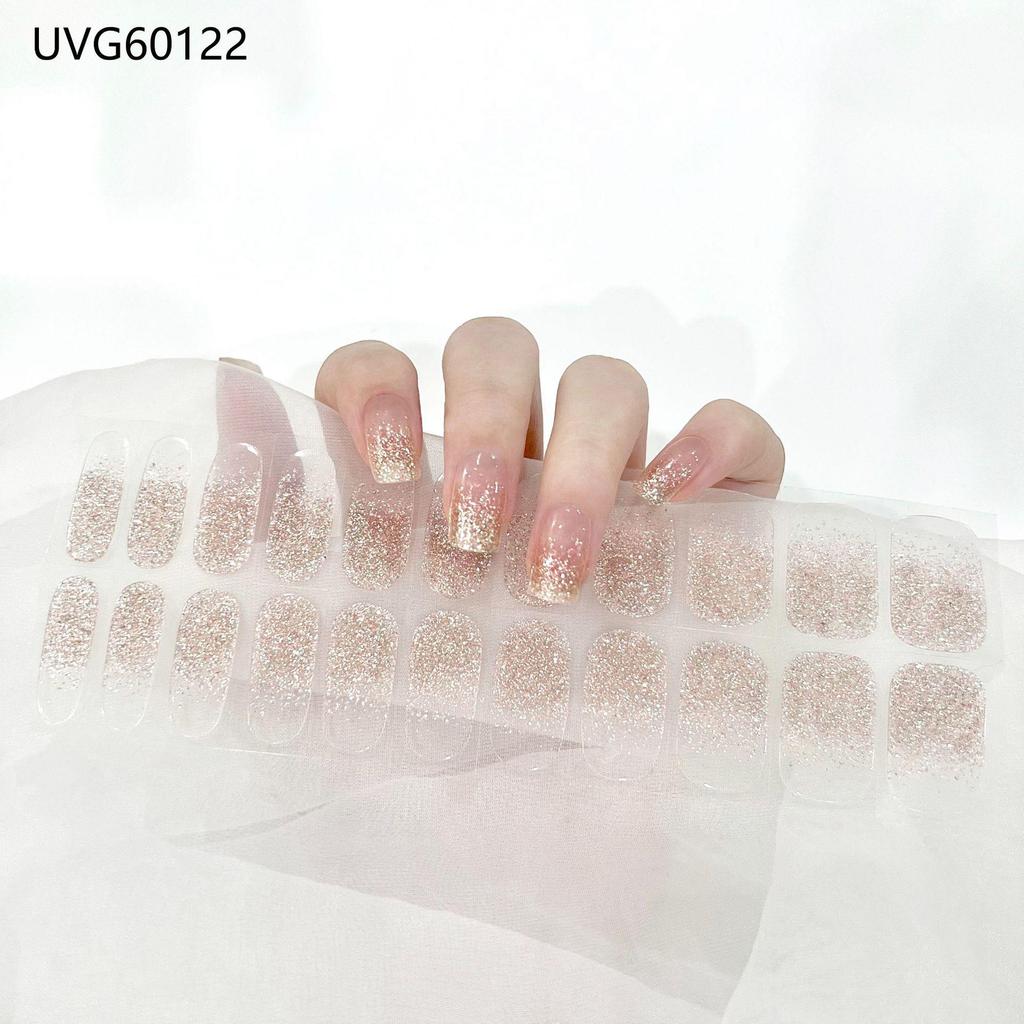 Transparent Nude UV Gel Nail Art Stickers: Semi-Cured, Semi-Baked Manicure Sheets