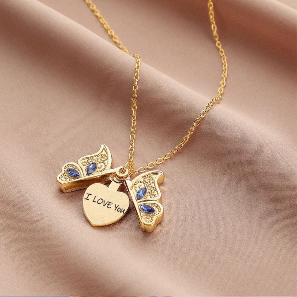 

I Love You Necklace Zircon Butterfly Animal Pendant Fashion Jewelry Accessories