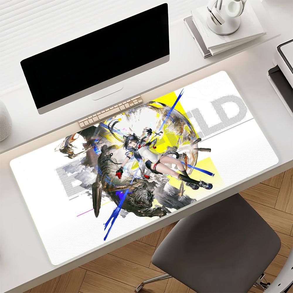 Gaming Mouse PadDesk MatAntislip BaseStitched EdgesCute Black Hair Cat Girl Anime Print Keyboard Pad for Gamer Office Home