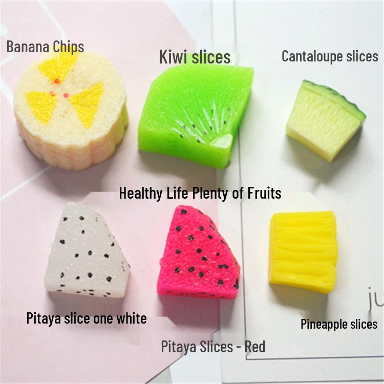 DIY Japanese Korean Food Toy Simulation Resin Ornaments: Fruit Slices, Cream Glue, Banana & Dragon Fruit.