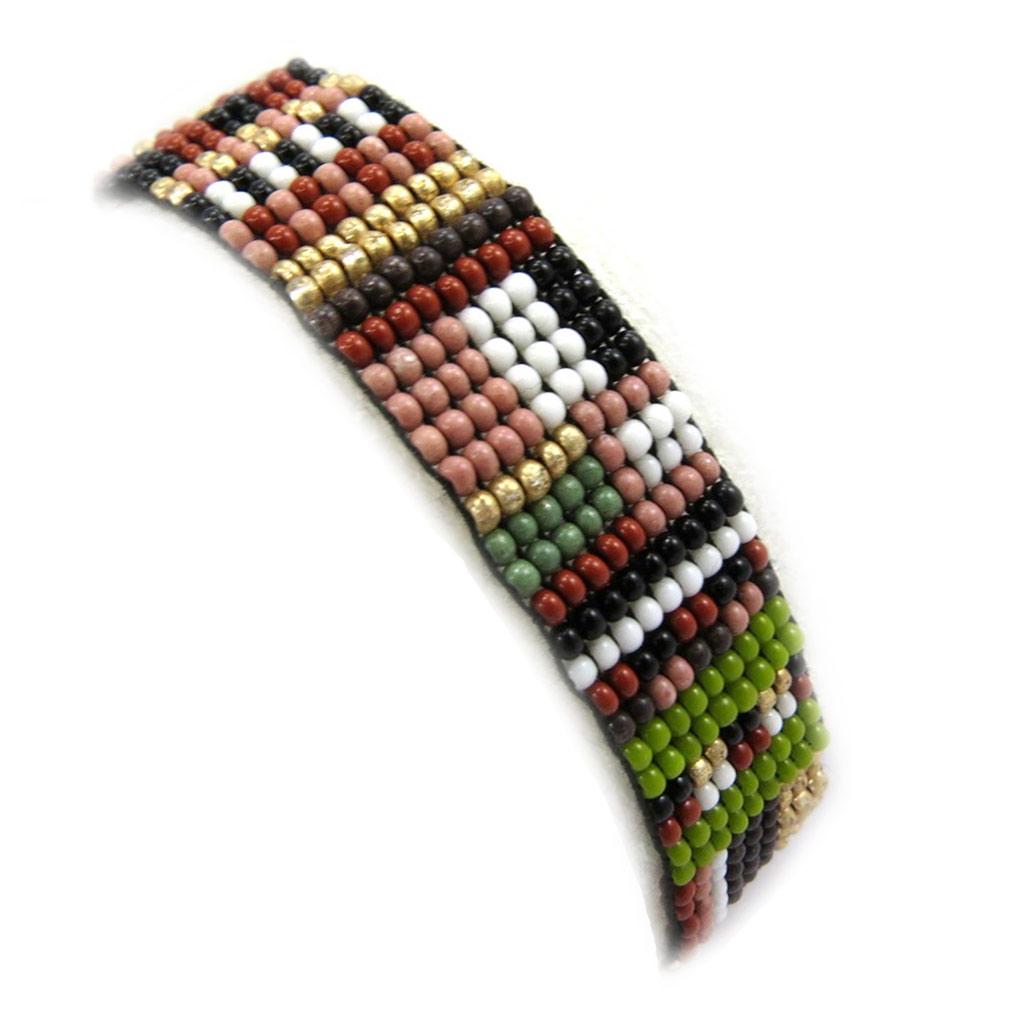 Les Trésors De Lily [L6408] - Bracelet ethnique 'Katmandou' vert marron