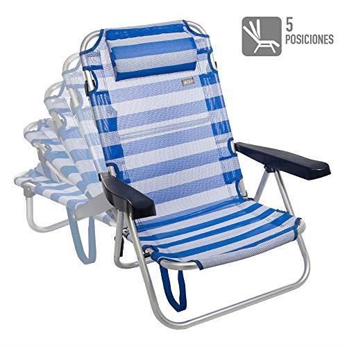 Chaise Pliante Multiposition - AKTIVE - 53955 - Aluminium - 1 Place - Bleu