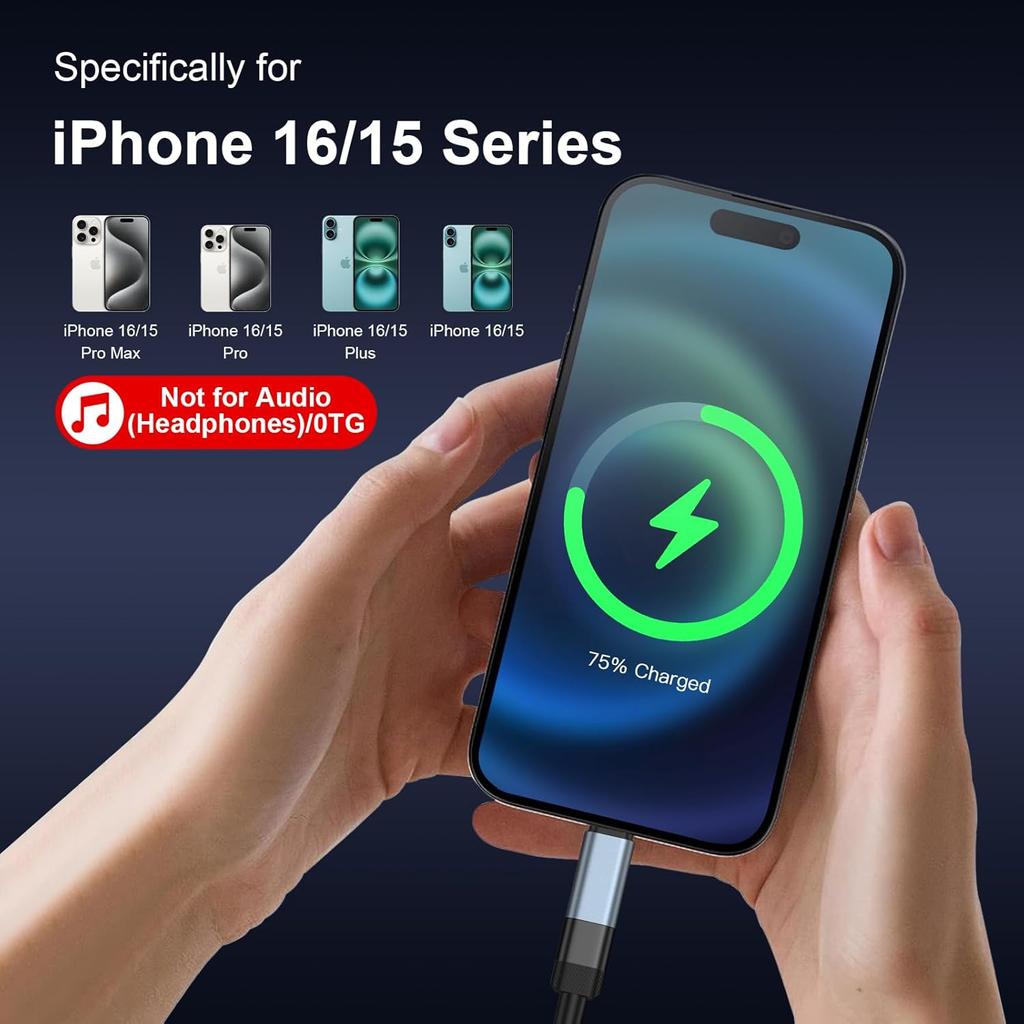 3 Pack Lightening Female To USB C Male Adapter Compatible for iPhone 17/17 Air/17 Pro Max/16E/16/16 Plus/15,Type C Charger Converter Connector Cable