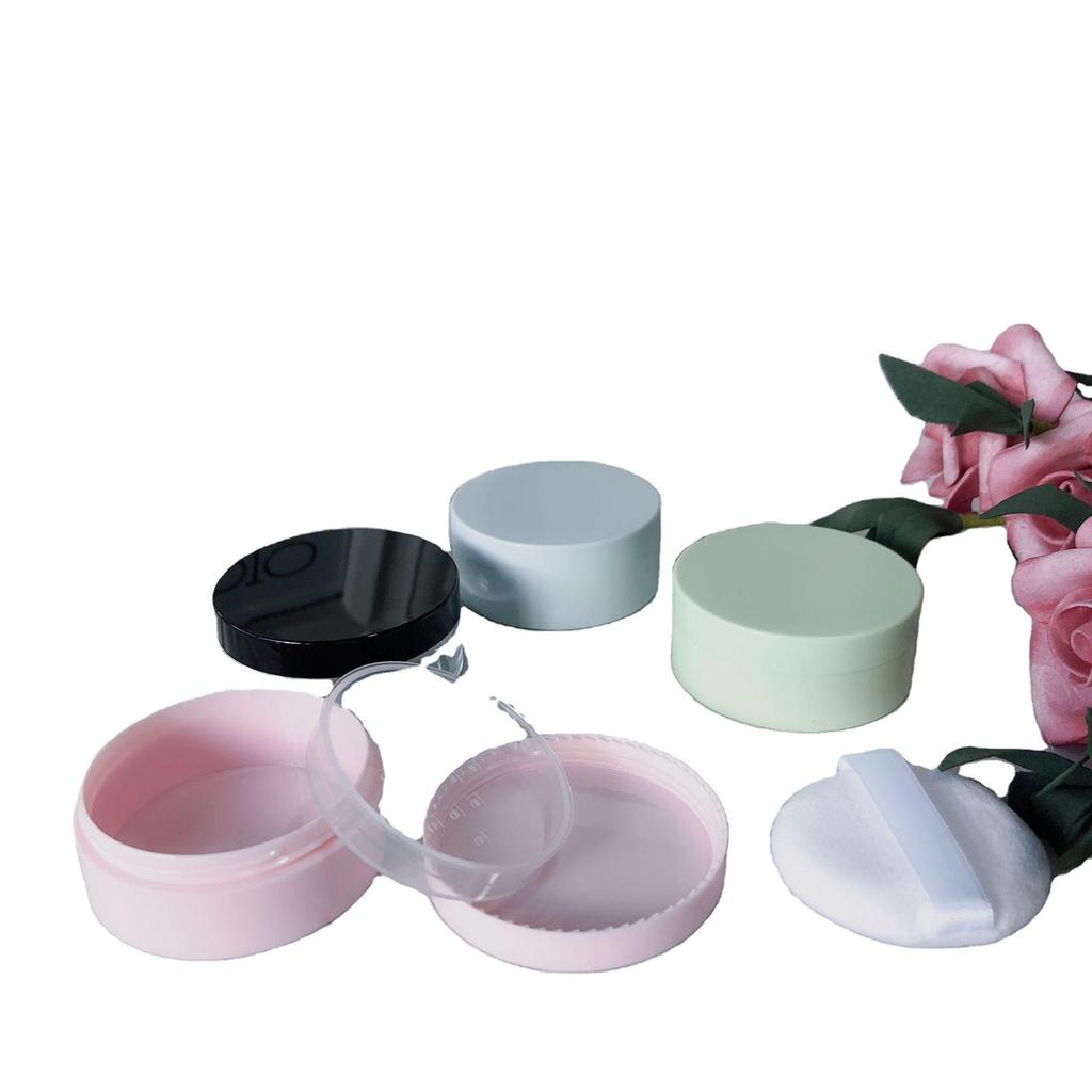 10g Přenosný plnitelný box na sypký pudr se síťkou a pudřenkou