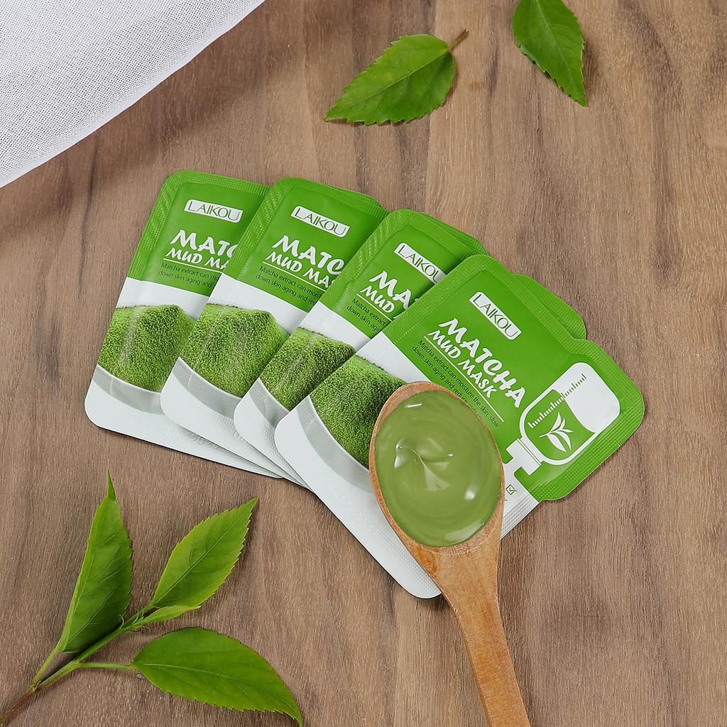 7pcs Matcha Green Clay Mud Face Mask Anti Wrinkle Night Facial Packs Dark Circle Moisturize Anti-Aging