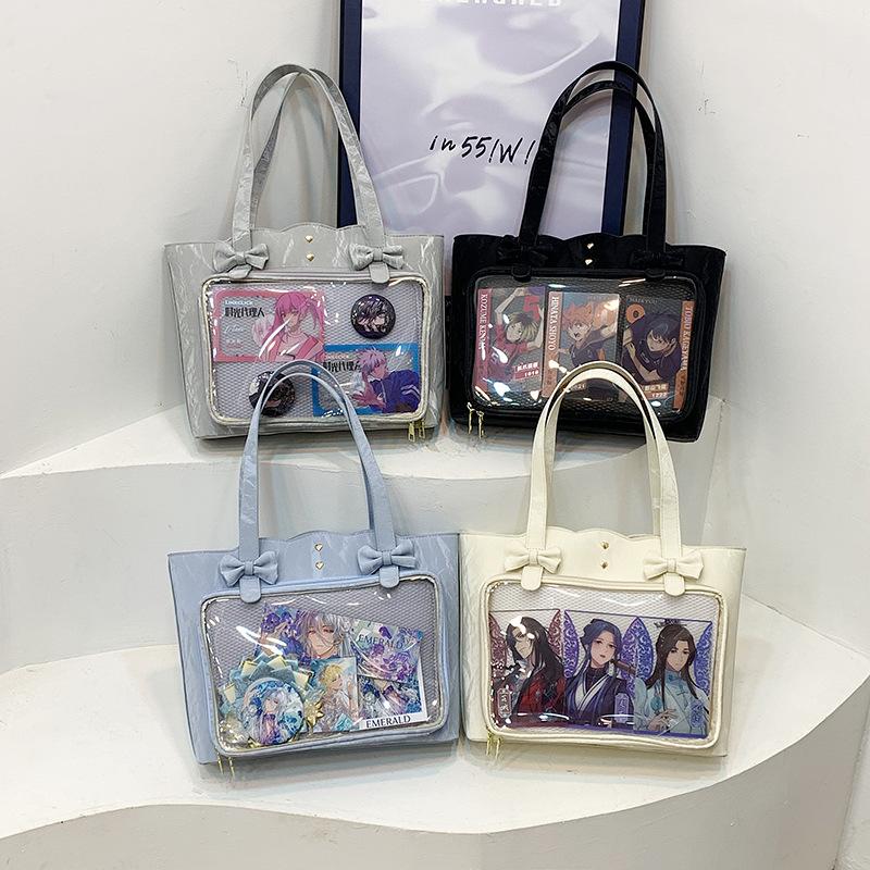 Two-dimensional Transparent Bag, Campus Style Girl Student Large-capacity Shoulder Bag Cartoon Bag