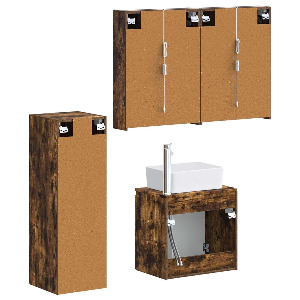 Bathroom Furniture Set 4 pcs Smoked Oak