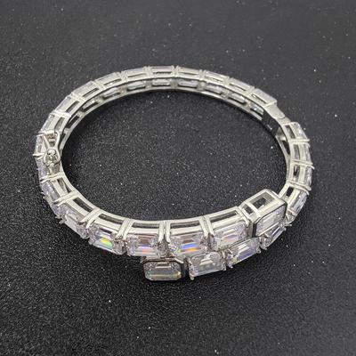 European and American Hip Hop Single Row Rectangular Zircon Men's Bracelet Real Gold Electroplating Hipster Couple Bracelet Jewelry