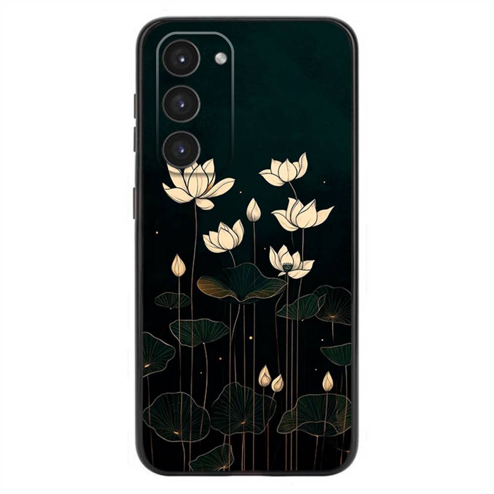 Luxury Flower Plants Fashio Phone Case For Samsung Galaxy A20,21s,22,31,32,52,53,72,73,80,91 Soft Silicone Black Cover