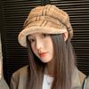 Autumn and Winter Vintage Plaid Plush Warm Octagonal Hat Versatile Beret, High-end Duck Tongue Painter Hat Hat for Women